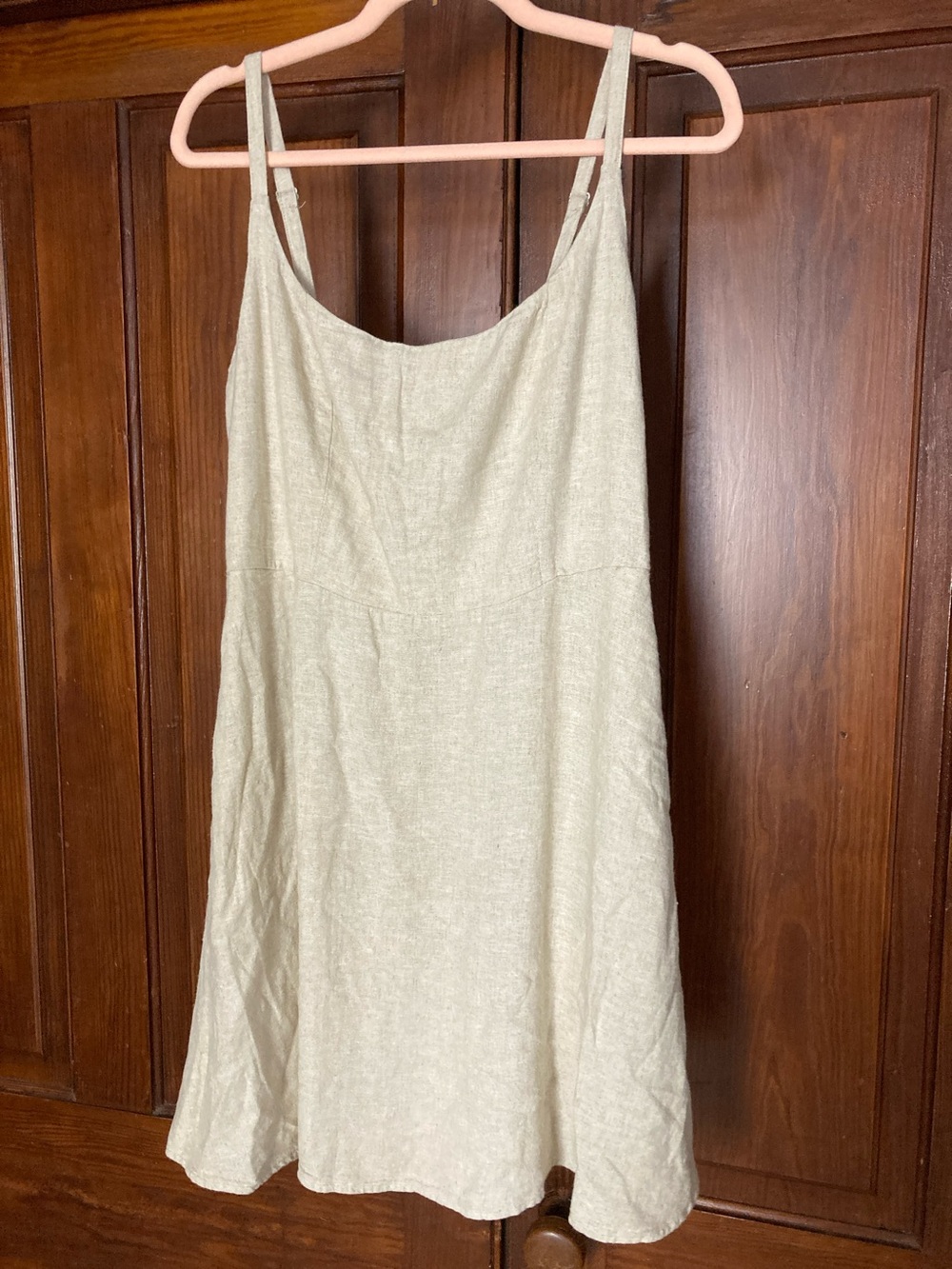 Old Navy New Beige Linen-Blend Mini Slip Dress Large